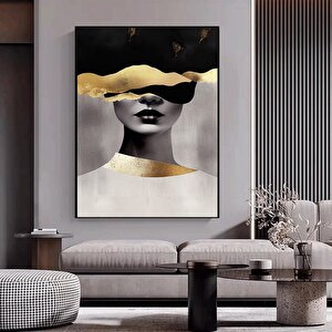 Altın Boya Detaylı Kadın Portresi, Modern Poster Baskısı 70x100 cm