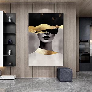 Altın Boya Detaylı Kadın Portresi, Modern Poster Baskısı