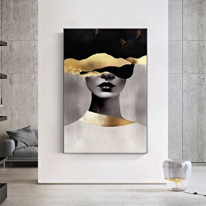 Altın Boya Detaylı Kadın Portresi, Modern Poster Baskısı