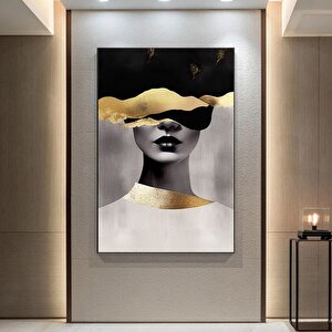 Altın Boya Detaylı Kadın Portresi, Modern Poster Baskısı