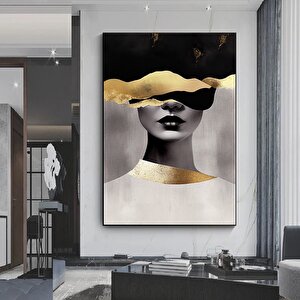 Altın Boya Detaylı Kadın Portresi, Modern Poster Baskısı 60x90 cm