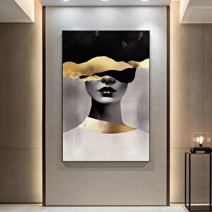 Altın Boya Detaylı Kadın Portresi, Modern Poster Baskısı