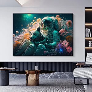 Köpek Ve Astronot Kanvas Tablo – Astronot Temalı Duvar Dekoru 50x70 cm