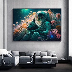 Köpek Ve Astronot Kanvas Tablo – Astronot Temalı Duvar Dekoru
