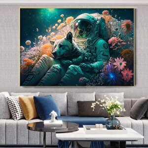 Köpek Ve Astronot Kanvas Tablo – Astronot Temalı Duvar Dekoru