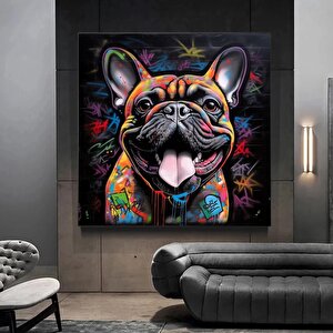 Köpek Tuval Baskısı, Grafiti Sanatı Köpek, Tuval Köpek Dekoru, Renkli Köpek Tuvali, Sokak Sanatı