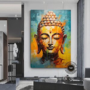 Buddha Kanvas Tablo, Yoga Temalı Dekor, Meditasyon Tablosu, Lotuslu Duvar Dekoru 70x150 cm