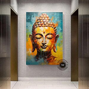 Buddha Kanvas Tablo, Yoga Temalı Dekor, Meditasyon Tablosu, Lotuslu Duvar Dekoru 70x150 cm
