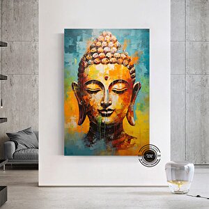 Buddha Kanvas Tablo, Yoga Temalı Dekor, Meditasyon Tablosu, Lotuslu Duvar Dekoru