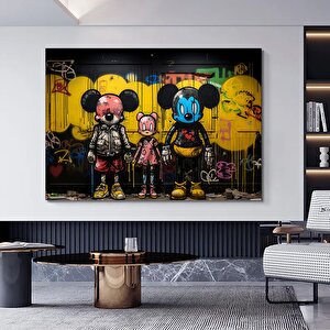 Kentsel Stil Kanvas | Banksy Tarzı Kanvas Sanatı | Sokak Graffiti Baskısı | Modern Ev Dekoru | Banks 70x150 cm