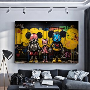 Kentsel Stil Kanvas | Banksy Tarzı Kanvas Sanatı | Sokak Graffiti Baskısı | Modern Ev Dekoru | Banks