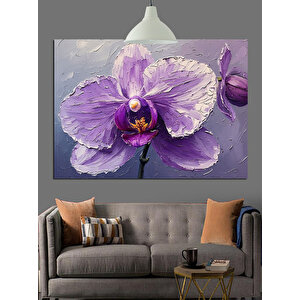Mor Orkide Çiçek Dekoratif Kanvas - Mdf Ahşap Tablo 50x70 cm