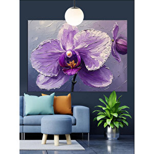 Mor Orkide Çiçek Dekoratif Kanvas - Mdf Ahşap Tablo