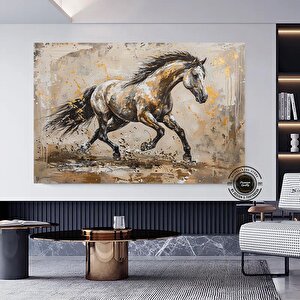 Altın At Kanvas Baskısı; Yatak Odası Duvar Sanatı 40x60 cm
