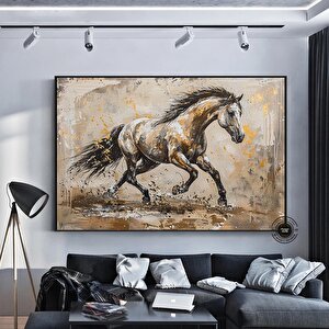 Altın At Kanvas Baskısı; Yatak Odası Duvar Sanatı