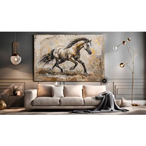 Altın At Kanvas Baskısı; Yatak Odası Duvar Sanatı