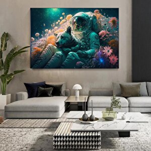 Köpek Ve Astronot Kanvas Tablo – Astronot Temalı Duvar Dekoru 150x290 cm