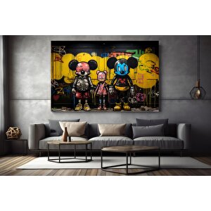 Kentsel Stil Kanvas | Banksy Tarzı Kanvas Sanatı | Sokak Graffiti Baskısı | Modern Ev Dekoru | Banks