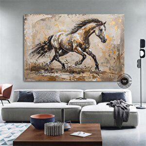 Altın At Kanvas Baskısı; Yatak Odası Duvar Sanatı