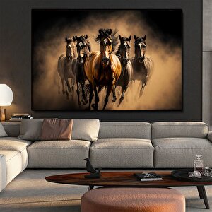 At Duvar Sanatı, 5 Koşan At Kanvas Tablosu, Manzara Sanatı, Koşan Atlar Kanvas Sanatı