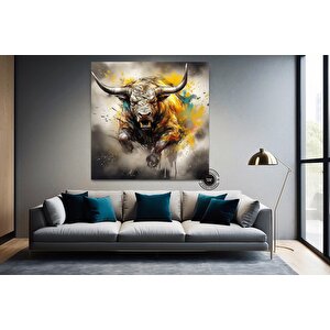 Boğa Kanvas Baskısı, Renkli Boğa, Boğa Sanatı, Boğa Duvar Dekoru, Highland İnek, Soyut Boğa Kanvası