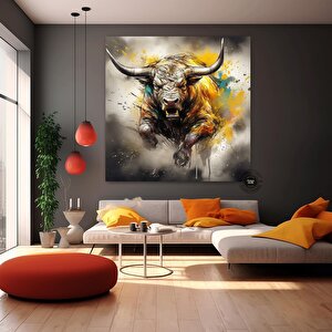Boğa Kanvas Baskısı, Renkli Boğa, Boğa Sanatı, Boğa Duvar Dekoru, Highland İnek, Soyut Boğa Kanvası