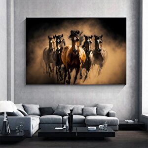 At Duvar Sanatı, 5 Koşan At Kanvas Tablosu, Manzara Sanatı, Koşan Atlar Kanvas Sanatı 30x40 cm