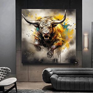 Boğa Kanvas Baskısı, Renkli Boğa, Boğa Sanatı, Boğa Duvar Dekoru, Highland İnek, Soyut Boğa Kanvası