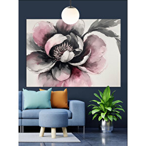 Siyah Beyaz Çiçek Dekoratif Kanvas - Mdf Ahşap Tablo