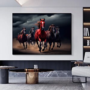 Dekoratif Atlar Kanvas Tablosu; Kanvas Baskı; Koşan Atlar Duvar Sanatı; At Baskısı 60x120 cm