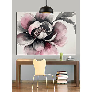 Siyah Beyaz Çiçek Dekoratif Kanvas - Mdf Ahşap Tablo