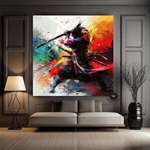 Samuray Kanvas Sanatı – Yağlı Boya Tarzı, Duvar Dekoru 50x50 cm