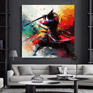 Samuray Kanvas Sanatı – Yağlı Boya Tarzı, Duvar Dekoru 40x40 cm