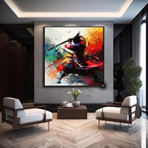 Samuray Kanvas Sanatı – Yağlı Boya Tarzı, Duvar Dekoru 40x40 cm