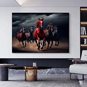 Dekoratif Atlar Kanvas Tablosu; Kanvas Baskı; Koşan Atlar Duvar Sanatı; At Baskısı 40x60 cm