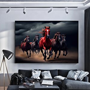 Dekoratif Atlar Kanvas Tablosu; Kanvas Baskı; Koşan Atlar Duvar Sanatı; At Baskısı 40x60 cm