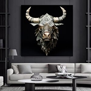 Finans Motivasyon Tablosu; Boğa Ve Dolar Sanatı 80x80 cm