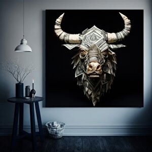 Finans Motivasyon Tablosu; Boğa Ve Dolar Sanatı 80x80 cm