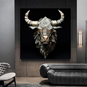 Finans Motivasyon Tablosu; Boğa Ve Dolar Sanatı 80x80 cm