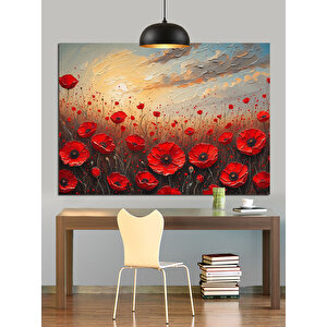 Gelincik Çiçek Tarlası Dekoratif Kanvas - Mdf Ahşap Tablo