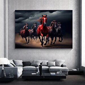 Dekoratif Atlar Kanvas Tablosu; Kanvas Baskı; Koşan Atlar Duvar Sanatı; At Baskısı