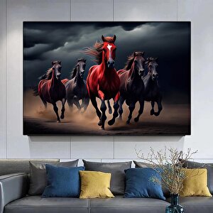 Dekoratif Atlar Kanvas Tablosu; Kanvas Baskı; Koşan Atlar Duvar Sanatı; At Baskısı