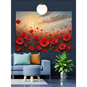 Gelincik Çiçek Tarlası Dekoratif Kanvas - Mdf Ahşap Tablo 70x100 cm