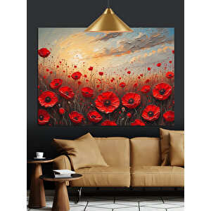Gelincik Çiçek Tarlası Dekoratif Kanvas - Mdf Ahşap Tablo 70x100 cm