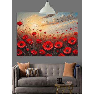 Gelincik Çiçek Tarlası Dekoratif Kanvas - Mdf Ahşap Tablo