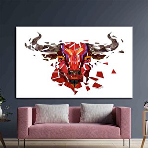 Red Bull Afiş Duvar Sanatı; Boğa Duvar Dekoru; Soyut Baskı; Buffalo Desenli; Çokgen Boğalar Kanvas; 80x150 cm