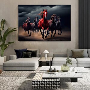 Dekoratif Atlar Kanvas Tablosu; Kanvas Baskı; Koşan Atlar Duvar Sanatı; At Baskısı 80x120 cm