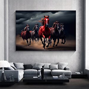 Dekoratif Atlar Kanvas Tablosu; Kanvas Baskı; Koşan Atlar Duvar Sanatı; At Baskısı