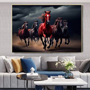 Dekoratif Atlar Kanvas Tablosu; Kanvas Baskı; Koşan Atlar Duvar Sanatı; At Baskısı