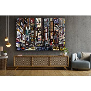 Times Meydanı Posteri Kanvas Baskı; New York Duvar Dekoru; Sokak İllüstrasyonu; Manzara Sanatı; New 120x180 cm